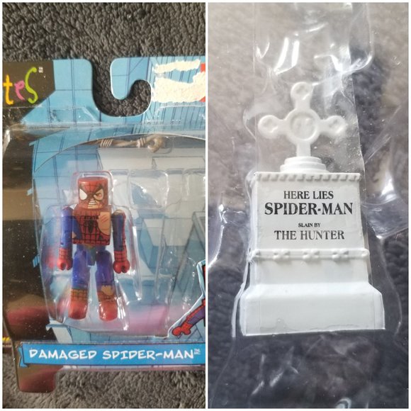 Marvel Minimates Damaged Spiderman with Web accessory and Tombstone accessory - Picture 1 of 5
